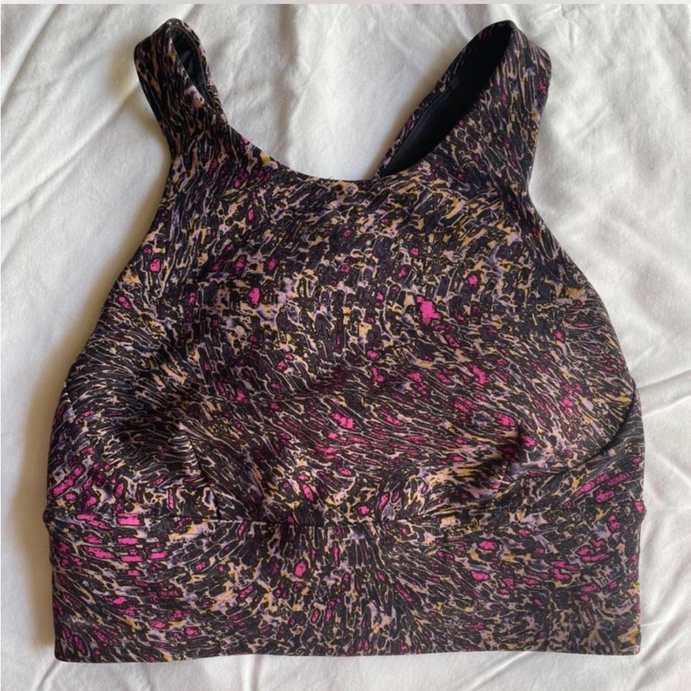 Lululemon Athletica Gray and Pink Patterned Tank Top/sports bra